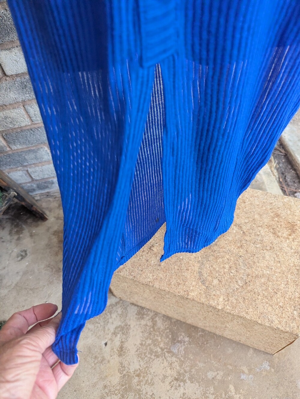 Express Royal Blue Button-Front Ribbed Maxi Dress. - Picture 4 of 5